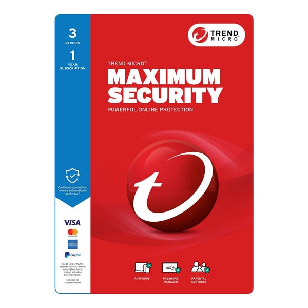 Trend Micro Maximum Security Add-on - Subscription - 3 Device - 1 Year - Licence Carousel 1