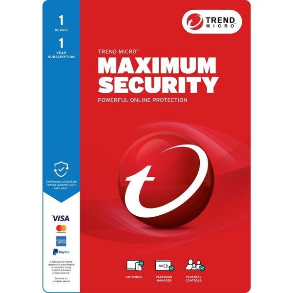 Trend Micro Maximum Security Add-on - Subscription - 1 Device - 1 Year - Mac, PC Carousel 1