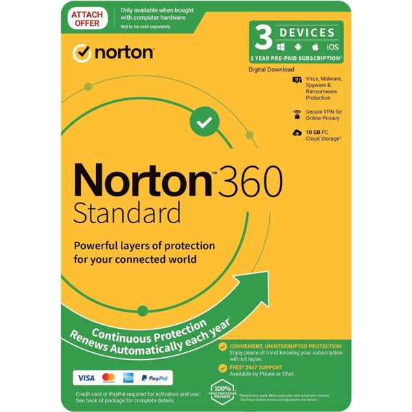 LifeLock Norton 360 Standard - Subscription License and Media - 3 Device, 10 GB, Carousel 1