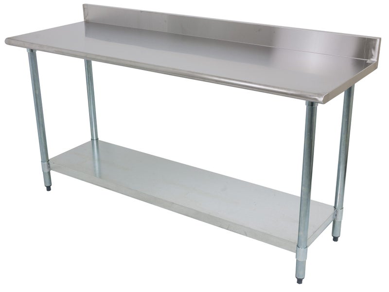 1.8m x 0.6m Stainless Steel Worktop Bench with Splashback & Lower Shelf Carousel 1