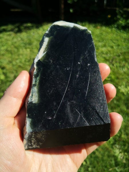 Pounamu greenstone quality carving slab Thulite inclusions tiki slab Carousel 2