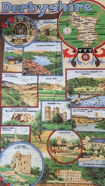 ~" Derbyshire Made In Britain Vista Cotton Vintage Tea Towel "~ Carousel 1