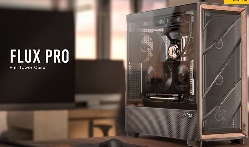 Antec FLUX PRO, E-ATX, Premium Walnut, Iunity Temperature Disp. CPU and GPU LED Carousel 1