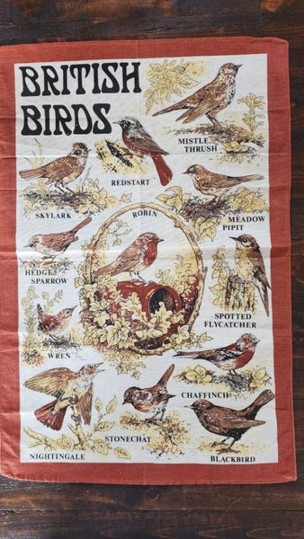 ~" British Birds Made In Portugal Cotton Vintage Tea Towel "~ Carousel 1