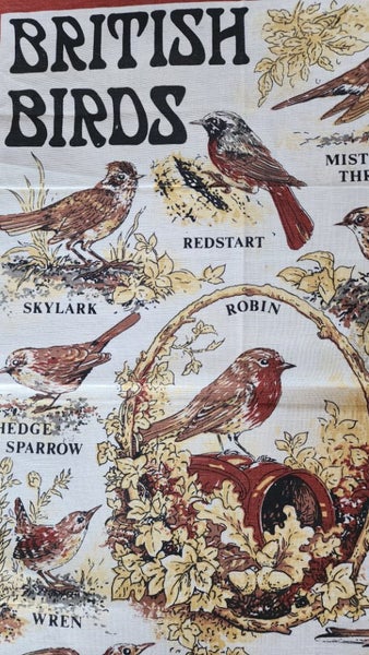 ~" British Birds Made In Portugal Cotton Vintage Tea Towel "~ Carousel 2
