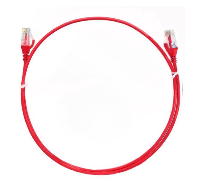 8ware CAT6 Ultra Thin Slim Cable 0.25m / 25cm - Red Color Premium RJ45 Ethernet Carousel 1