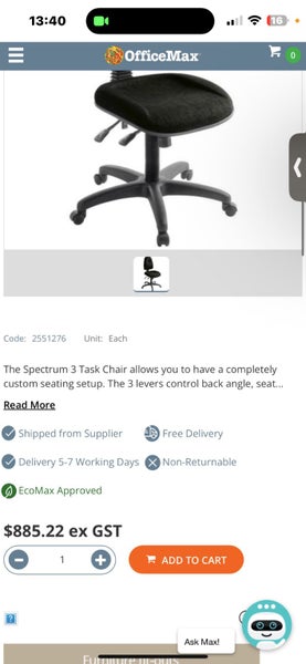 EOS Spectrum 3 Office Chair Long & Wide Seat (black) x 2 available Carousel 9