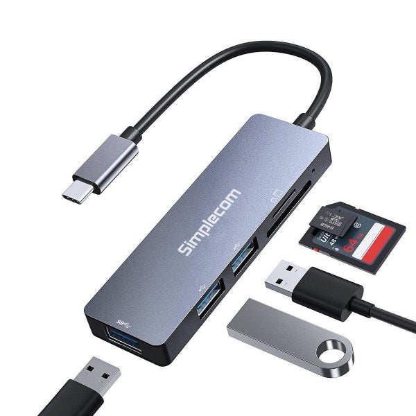 Simplecom CH255 USB-C 5-in-1 Multiport Adapter 3-Port USB-A Hub with SD MicroSD Carousel 2