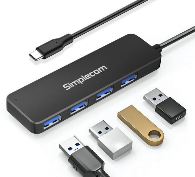 Simplecom CH340 Compact USB-C to 4 Port USB-A Hub USB 3.2 Gen1 Carousel 2