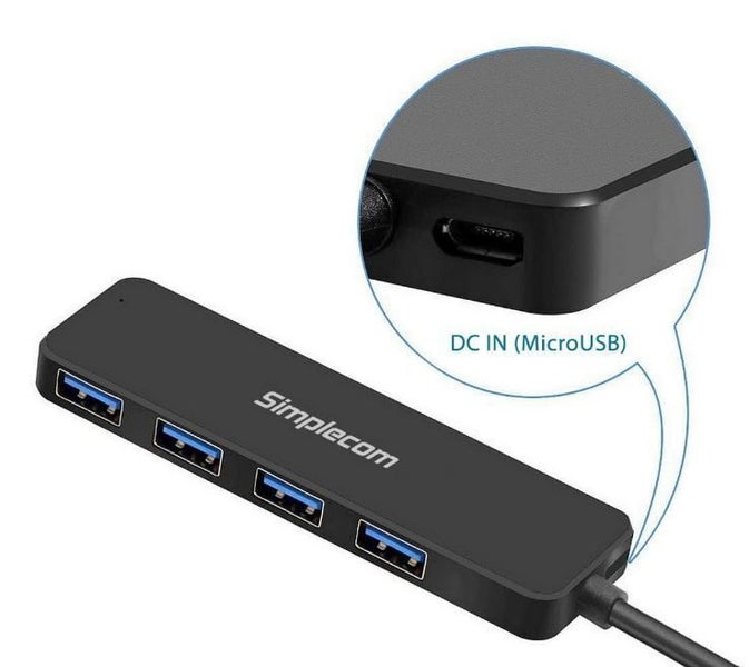 Simplecom CH340 Compact USB-C to 4 Port USB-A Hub USB 3.2 Gen1 Carousel 4