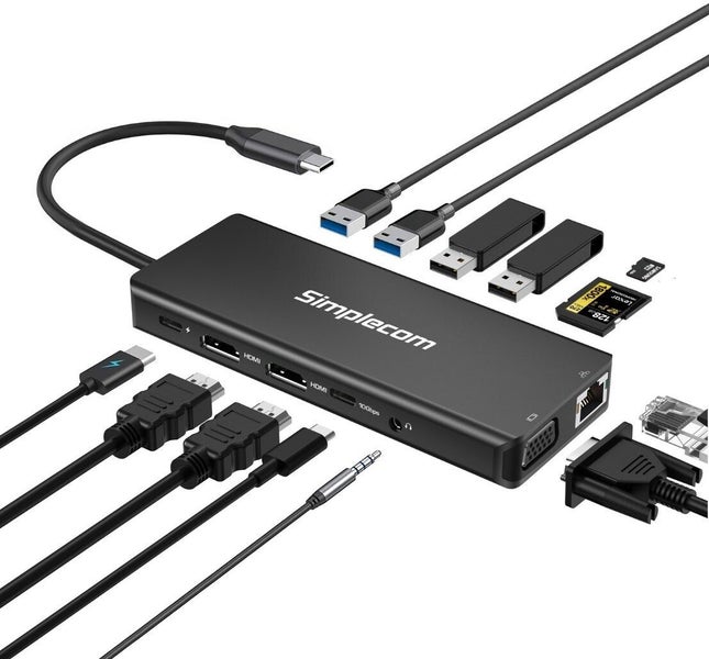 Simplecom CHN613 USB-C 13-in-1 Multiport Docking Station Dual HDMI + VGA Triple Carousel 2