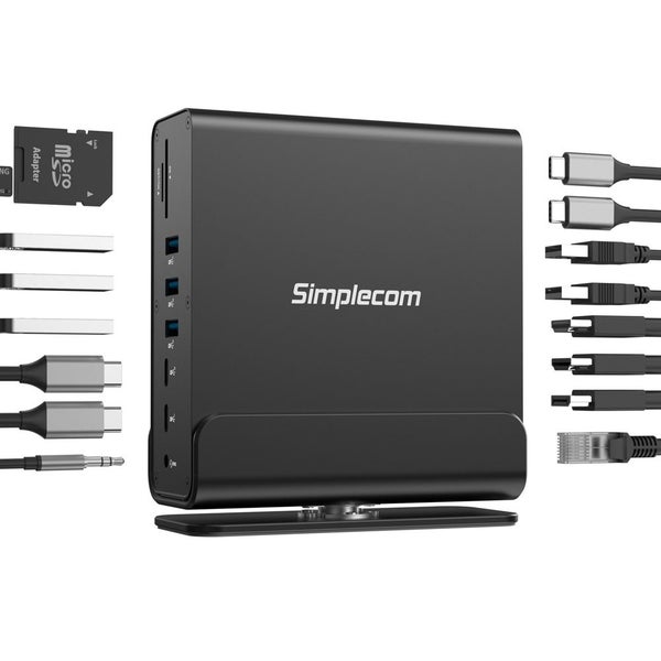 Simplecom CHT815 15-in-1 USB-C 4K Triple Display MST Docking Station with Dual H Carousel 2