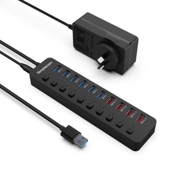 Simplecom CHU810 48W 10-Port USB 3.0 Hub and Charger with Individual Switches 12 Carousel 1