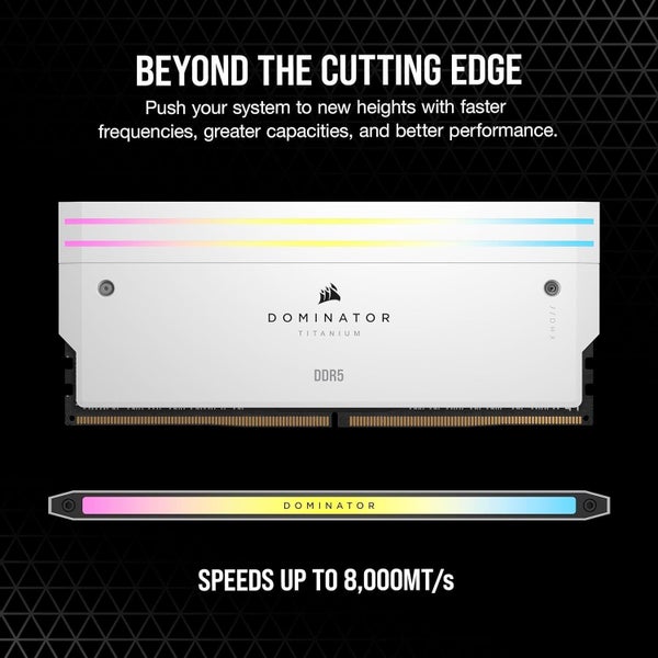 Corsair DOMINATOR® TITANIUM RGB 64GB (2x32GB) DDR5 DRAM 6400MT/s CL32 Intel XMP Carousel 2