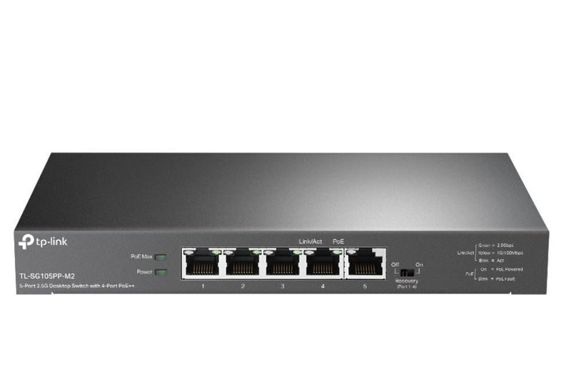 TP-Link TL-SG105PP-M2 5-Port 2.5G Desktop Switch with 4-Port PoE++ Carousel 1