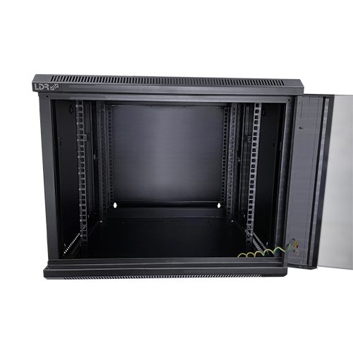 LDR Assembled 9U Hinged Wall Mount Cabinet (600mm x 550mm) Glass Door - Black Me Carousel 2
