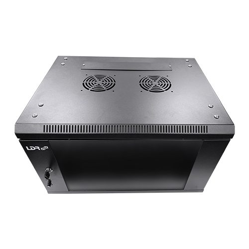 LDR Assembled 6U Wall Mount Cabinet (600mm x 450mm) Glass Door - Black Metal Con Carousel 4