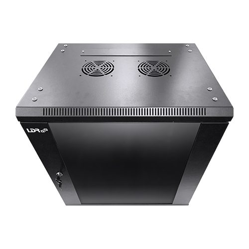 LDR Assembled 9U Wall Mount Cabinet (600mm x 450mm) Glass Door - Black Metal Con Carousel 2