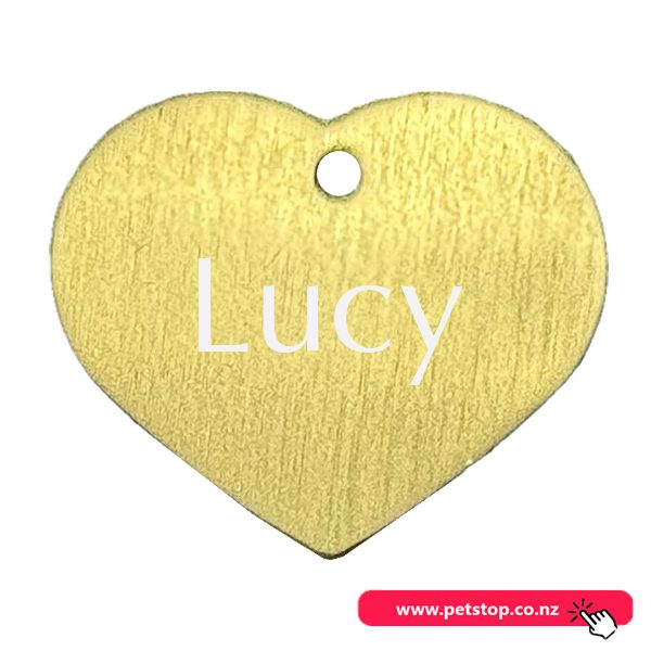 Pet Name Tag - "Lucy" - Small Golden Heart 1pk Carousel 1