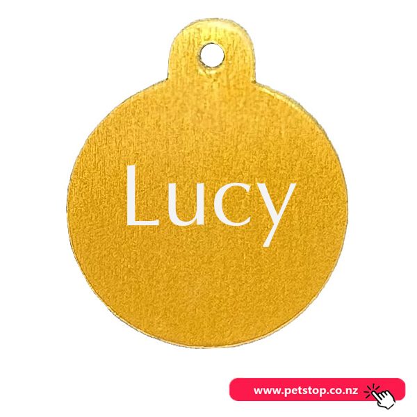 Pet Name Tag - "Lucy" - Orange Circle Carousel 1