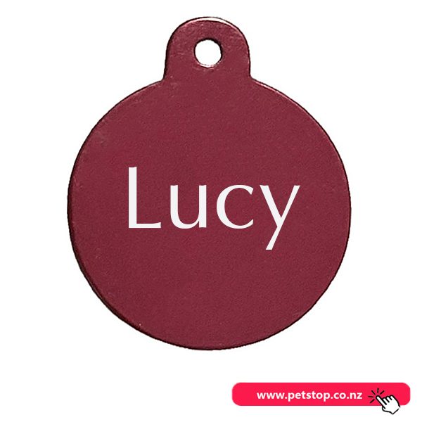Pet Name Tag - "Lucy" - Small Red Circle 1pk Carousel 1