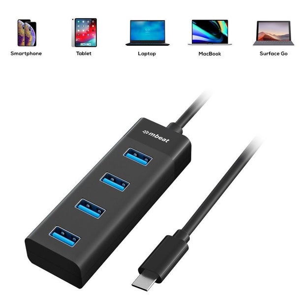 mbeat USB-C to 4-Port 3.0 Hub - Black Carousel 4