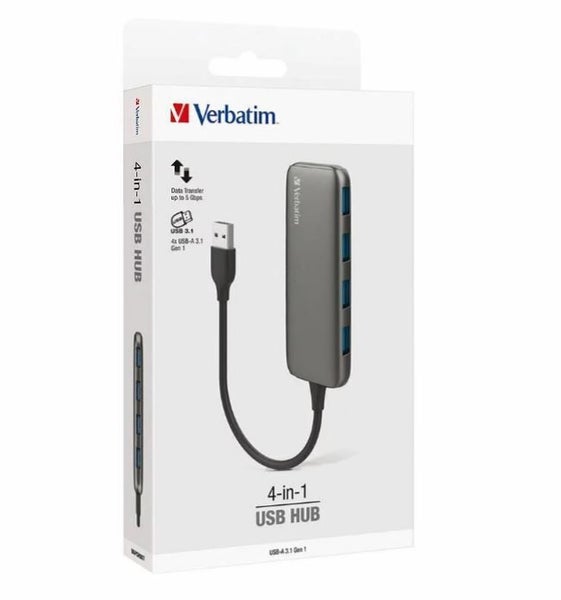Verbatim USB A 3.0 Hub with 4x USB A 3.0 - Space Grey Carousel 4