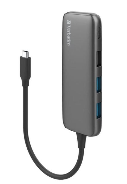 Verbatim USB-C Hub with 2x USB 3.0, 1x USB 2.0 & 1x USB C port - Space Grey Carousel 1