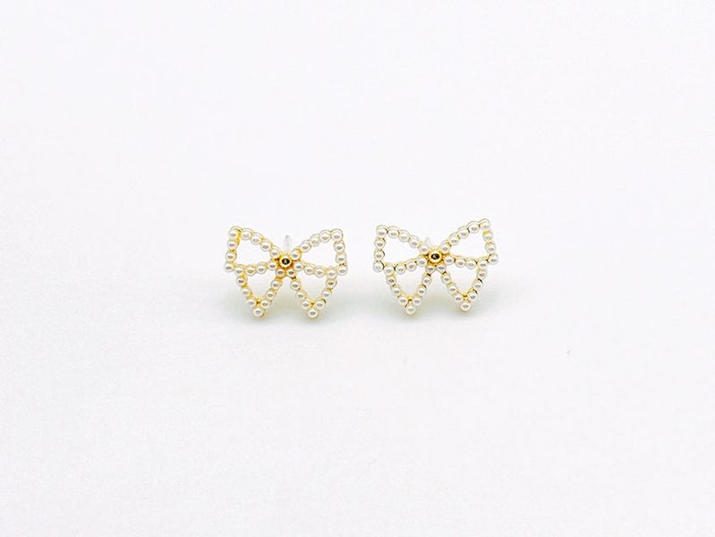 Elegant Pearl Bowknot Gold-Plated Earrings Carousel 2