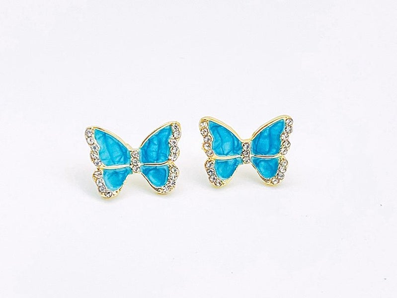 Delicate Rhodium-Plated Butterfly Design Earrings Carousel 1