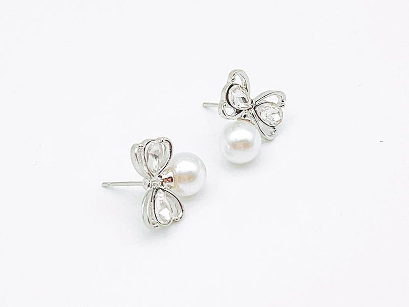 Pearl Zirconia White Gold Elegant Earrings Carousel 2