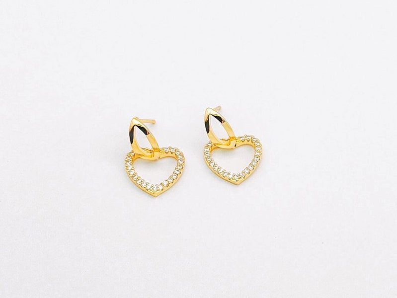 Sparkling Zirconia Gold-Plated Heart Earrings Carousel 2