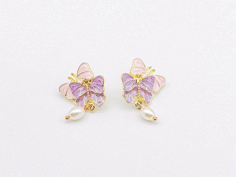 Delicate Gold Plated Butterfly Pearl Earrings Carousel 2