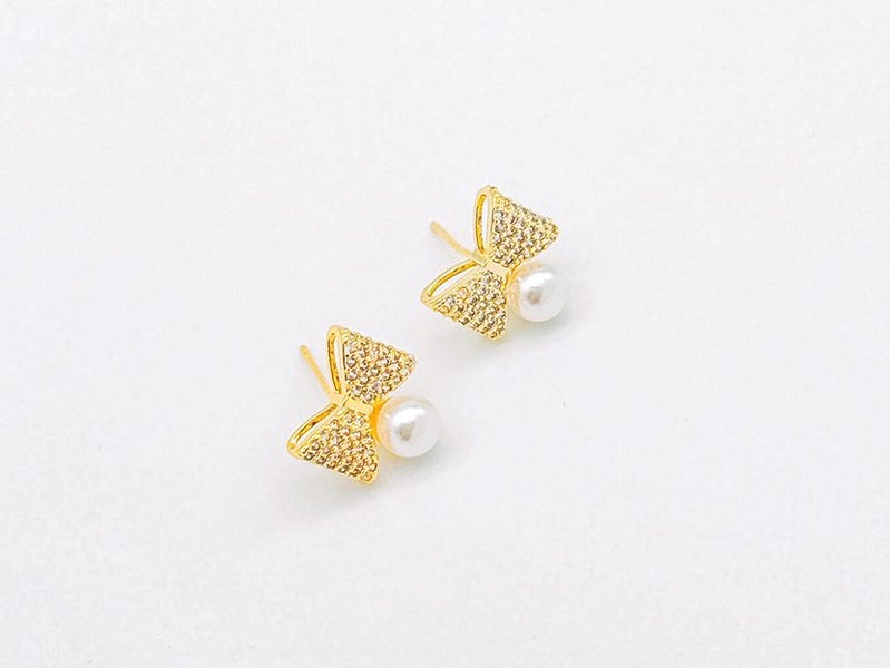 Delicate Gold Plated Butterfly Pearl Earrings Carousel 1