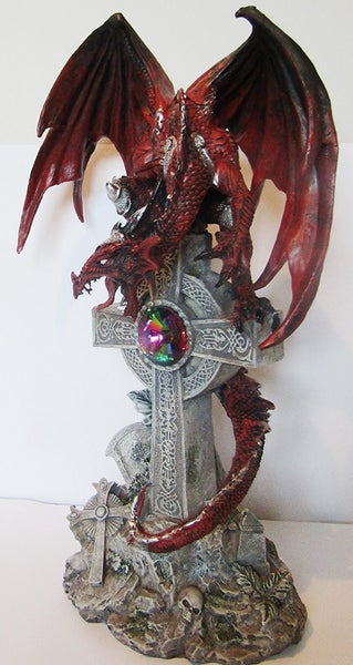 Red dragon on a large celtic cross Carousel 2