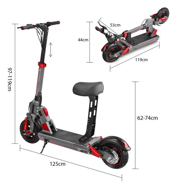 Promo! 45KM-980W- Off-Road-Removal Seat- Folding Electric-Scooter C1 Pro Carousel 2