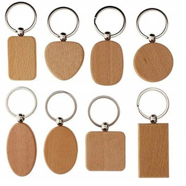 Wooden ID Tags Blank Square Wooden Key Chain for Laser Engraving 10 Pcs Carousel 2