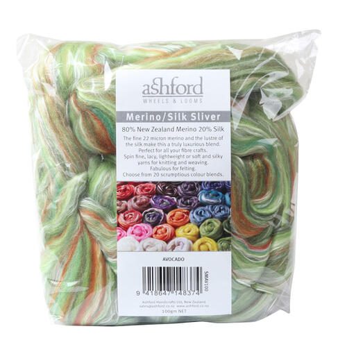 Ashford Silk / Merino - 100gm Bag 116 Avocado Carousel 1