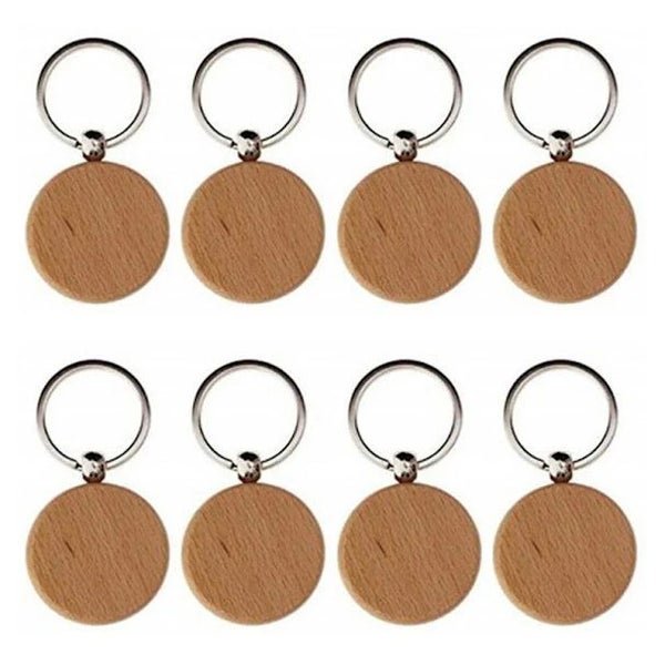 Wooden ID Tags Blank Round Wooden Key Chain for Laser Engraving 10 Pcs Carousel 1