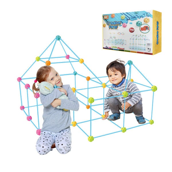 DIY Fort Building Kit 340pcs Construction Castle Builder Toy Carousel 12
