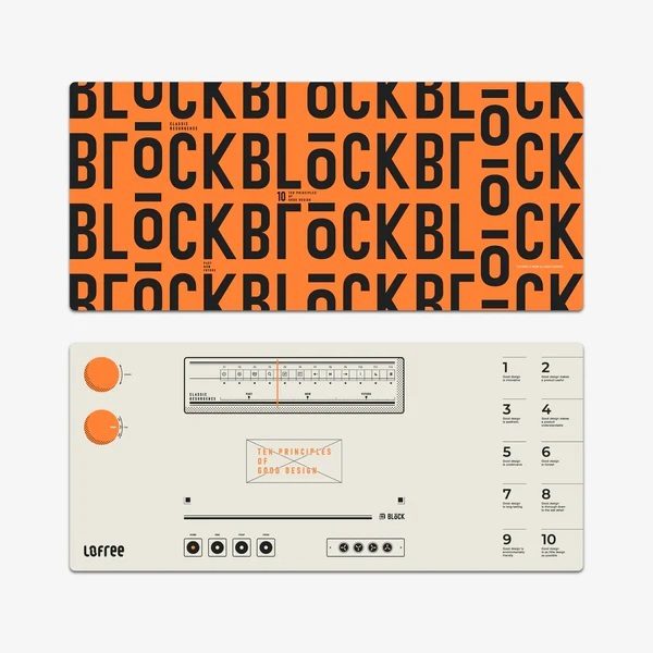 LOFREE Dual-Sided Desk Mat - Block Vintage Orange Carousel 2