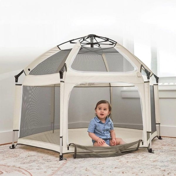 Baby Playpen Kids Tent Carrying Bag Portable Play Yard Toddlers (Beige) Carousel 12
