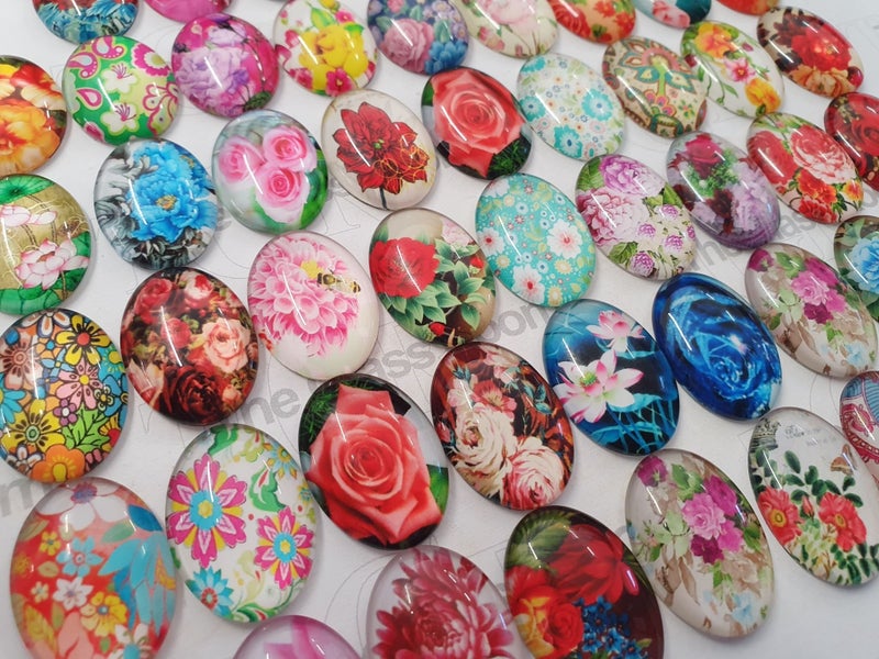 *NEW IN* Flower Power Surprise Lucky Dip Glass Tiles 25mmx18mmx5mm628638487476491114