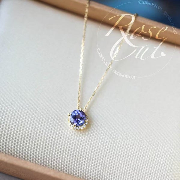 14K Real Gold-Plated Vintage Style S925 Silver Tanzanite Pendant Necklace Carousel 1