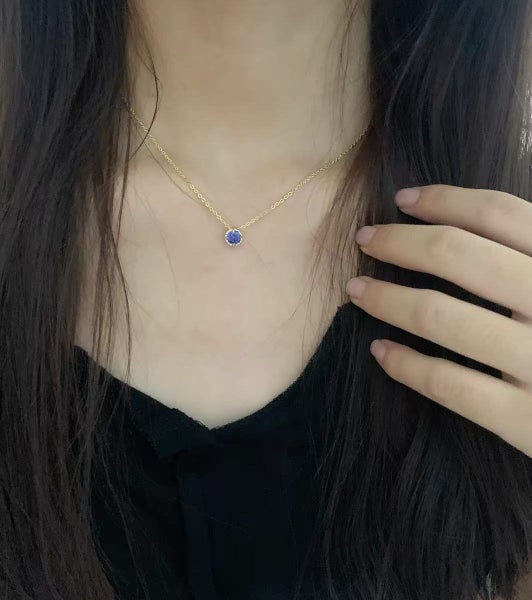 14K Real Gold-Plated Vintage Style S925 Silver Tanzanite Pendant Necklace Carousel 4