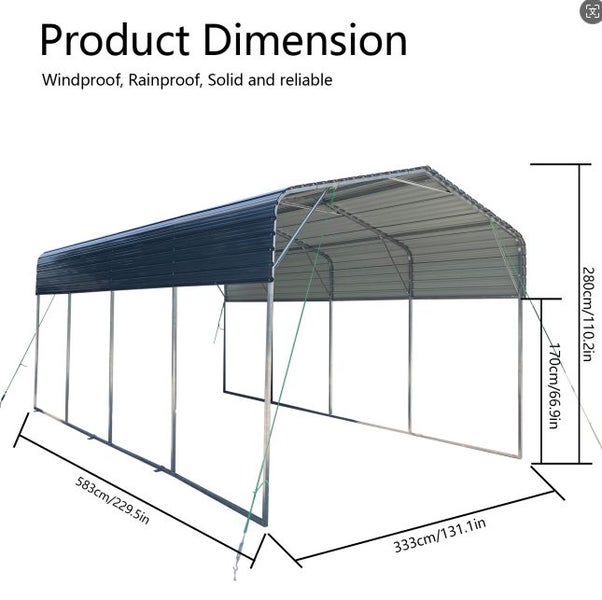 Metal Carport Carports And Sheds Steel Galvanized Carport 5830x3333x2800mm Carousel 2