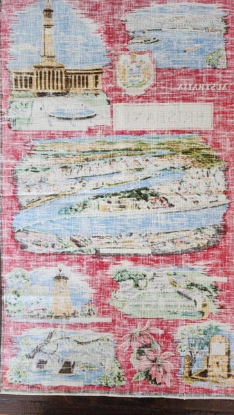 ~" Brisbane Designed In Australia Pure Linen Vintage Tea Towel "~ Carousel 9