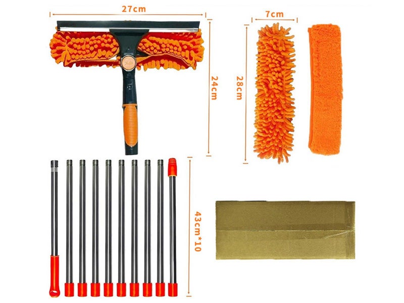 2In1 Window Squeegee Cleaner Tool With Extension Poles Glass Cleaner Kit Orange Carousel 2