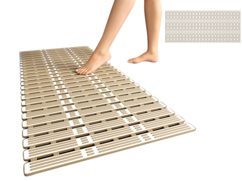 2XShower Bath Mat Non-Slip Strong Suction Bathtub Mat Bathroom Floor Mat Beige L Carousel 1