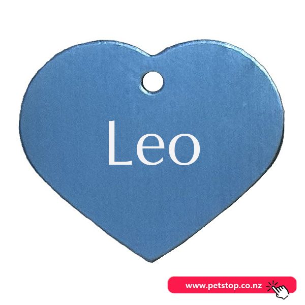 Pet Name Tag - "Leo" - Small Blue Heart 1pk Carousel 1